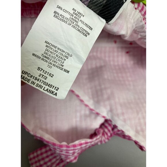 Rare Editions Pink Halter Kids Dress size 2T Gingham Plaid Floral Barbie Pinup - Picture 4 of 8
